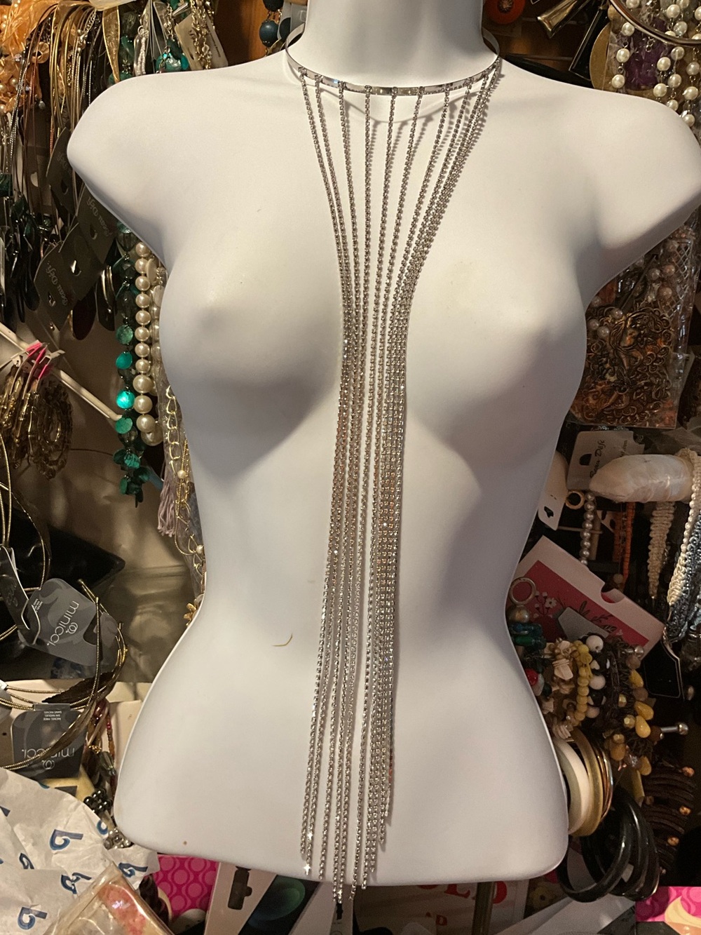 Y2K Rhinestone Collar chocker /Head dress Necklace Body Jewelry NEW DOUBLE USE